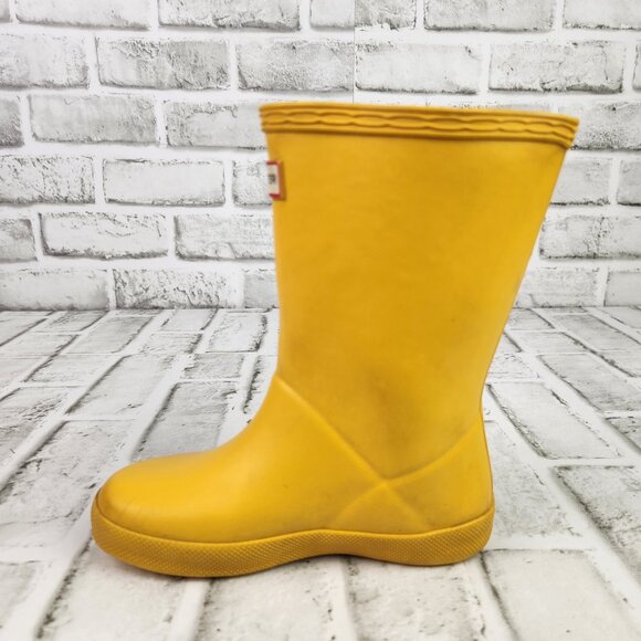 Hunter Original First Classic Youth 10 Boys / 11 Girls Yellow Pull-On Rain Boots - Picture 7 of 10